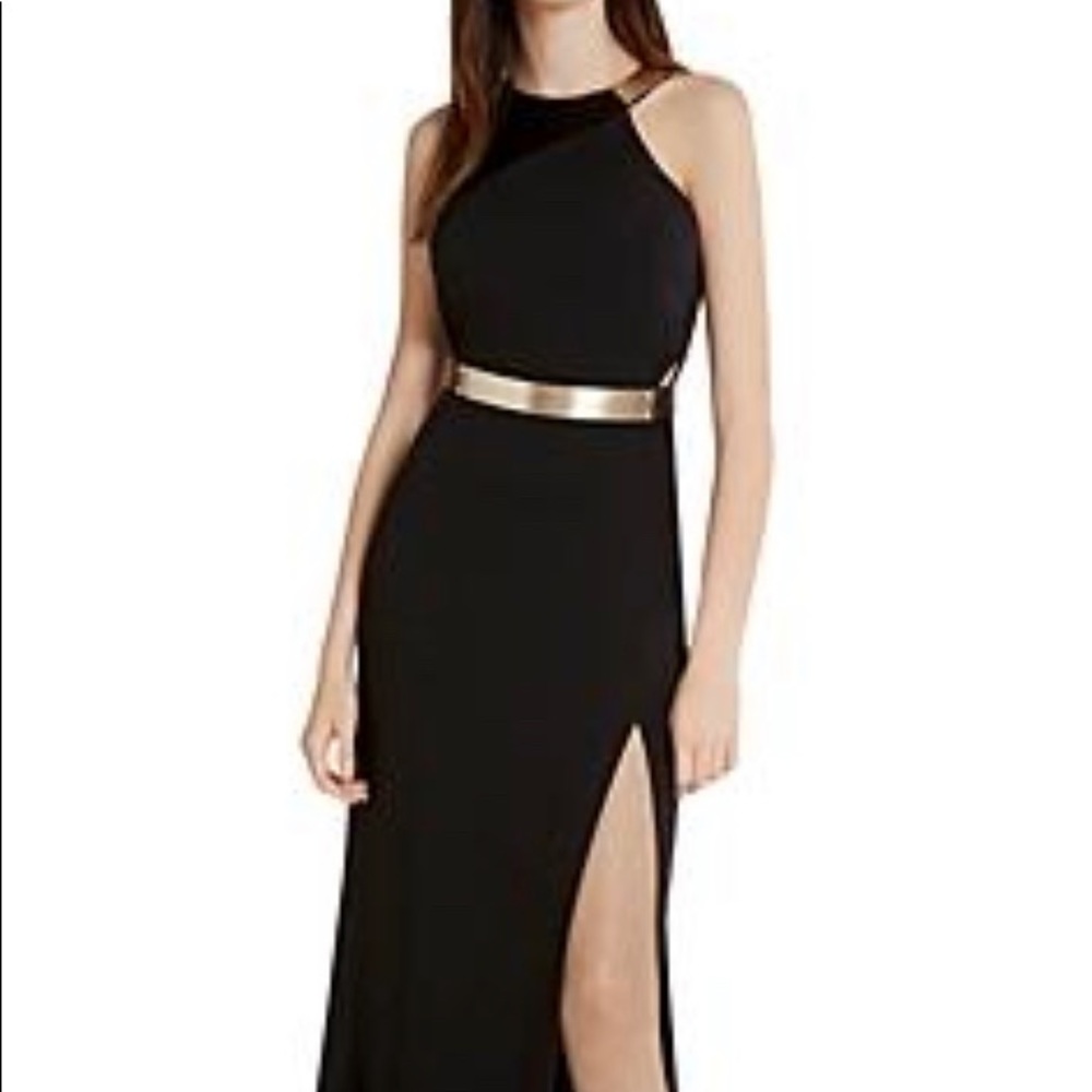 Asymmetrical Crepe Column Gown In Black